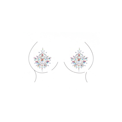 Open-Cup Strappy Teddy en Dazzling Nipple Bling Sticker - One Size - Afbeelding 7