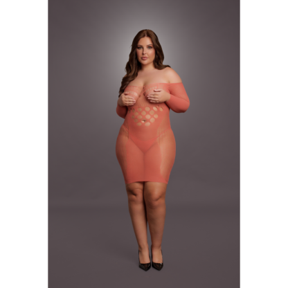 Langarm Net Mini Jurk - Queen Size - Afbeelding 5