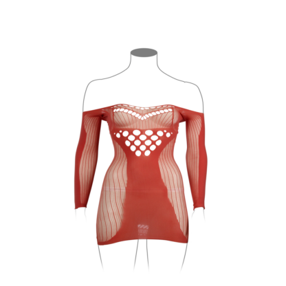 Langarm Net Mini Jurk - Queen Size - Afbeelding 7