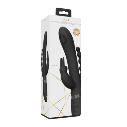 Rini - Pulse Wave Vibrerende Dubbele Penetratie Rabbit - Zwart - Afbeelding 2