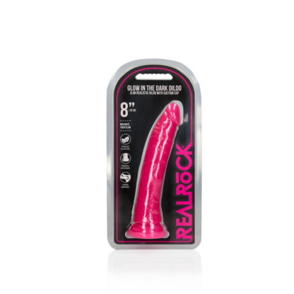Slanke Realistische Dildo met Zuignap - Glow in the Dark - 8'' / 20 cm - Afbeelding 2