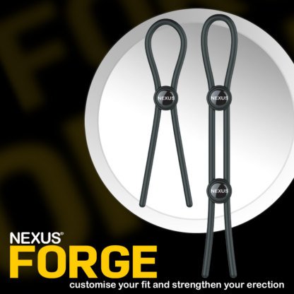 Forge - Dubbel Verstelbare Lasso Siliconen Cockring - Zwart - Afbeelding 6