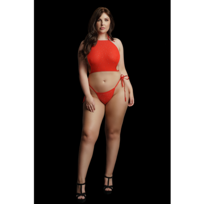 Festive Rhinestone Top and Thong - Plus Size - Afbeelding 5