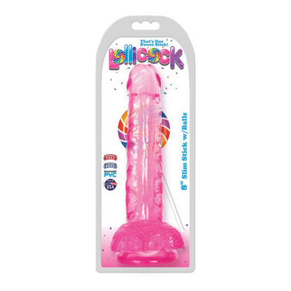 Slim Stick Cherry Ice - Dildo met ballen - 8 / 20,5 cm - Afbeelding 2