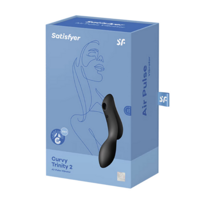 Curvy Trinity 2 - Invoegbare Air Pulse Vibrator - Zwart - Afbeelding 2