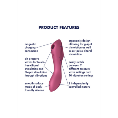 Curvy Trinity 3 - Inbrengbare Air Pulse Vibrator - Rood - Afbeelding 4
