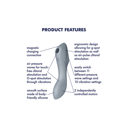 Curvy Trinity 3 - Invoegbare Air Pulse Vibrator - Blauwgrijs - Afbeelding 4
