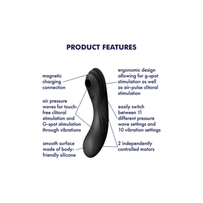 Curvy Trinity 4 - Insertable Air Pulse Vibrator - Zwart - Afbeelding 4