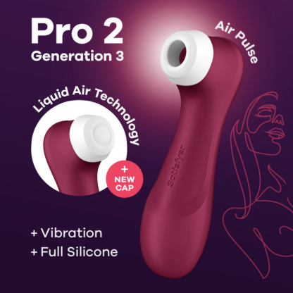 Pro 2 Generatie 3 - Double Air Pulse Vibrator - Liquid Air - Wijnrood - Afbeelding 7