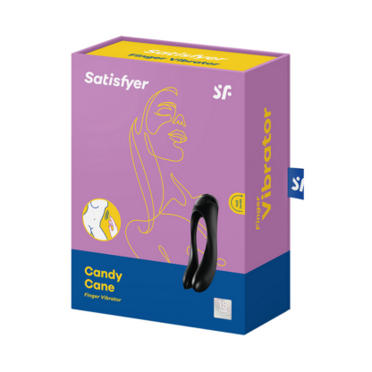 Candy Cane - Vinger Vibrator voor Intieme Zones - Zwart - Afbeelding 2