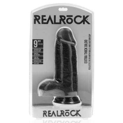 Extra Dikke Recht met Ballen 9 / 23 cm - Zwart - Afbeelding 2