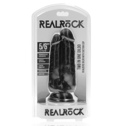 Twee in Een Dildo 5/6 - 12,7/15,2 cm - Zwart - Afbeelding 2