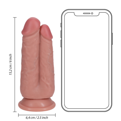 Twee in Een Dildo 5/6 - 12,7/15,2 cm - Vlees - Afbeelding 7