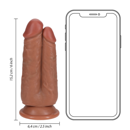 Twee in Een Dildo 5/6 - 12,7/15,2 cm - Tan - Afbeelding 6