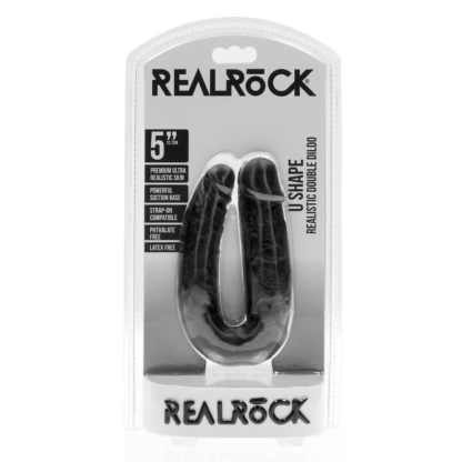 U Vormige Dubbele Dildo 5 / 12,7 cm - Zwart - Afbeelding 2