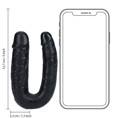U Vormige Dubbele Dildo 5 / 12,7 cm - Zwart - Afbeelding 7