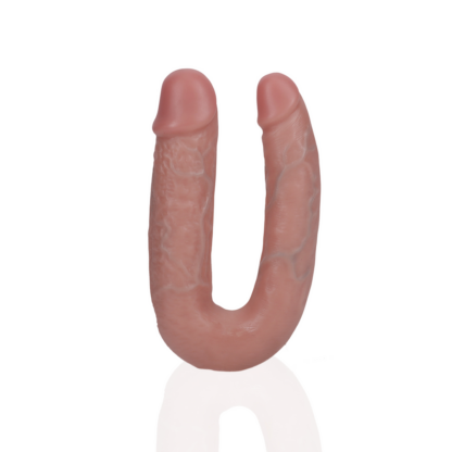 U Vormige Dubbele Dildo 5 / 12,7 cm - Vlees - Afbeelding 4