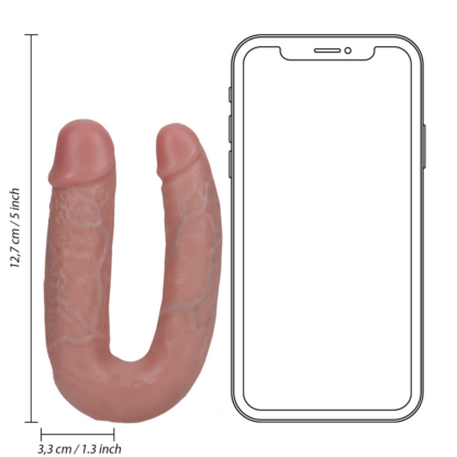 U Vormige Dubbele Dildo 5 / 12,7 cm - Vlees - Afbeelding 7