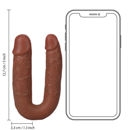 U Vormige Dubbele Dildo 5 / 12,7 cm - Tan - Afbeelding 7