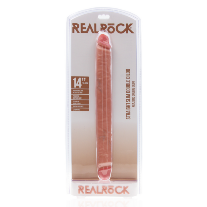 Slim Dubbel Eindige Dildo 14 / 35,6 cm - Vleeskleurig - Afbeelding 2