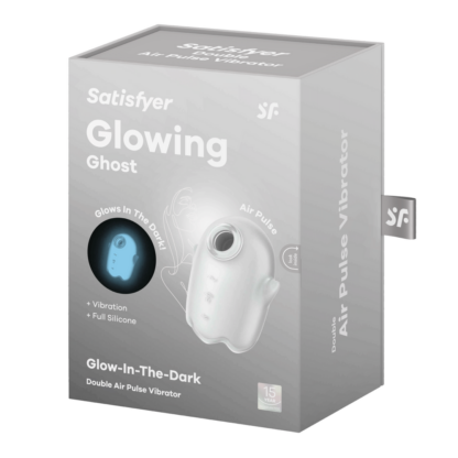 Glowing Ghost - Glow in the Dark - Dubbele Air Pulse Vibrator - Wit - Afbeelding 2
