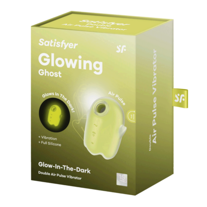 Glowing Ghost - Glow in the Dark - Dubbele Air Pulse Vibrator - Geel - Afbeelding 2