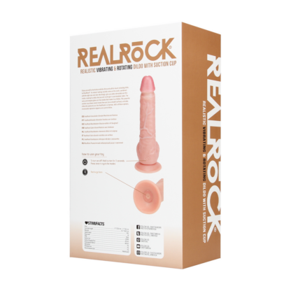 Vibrerende en Draaiende Rechte Cock met Ballen - 8 / 20,5 cm - Vlees - Afbeelding 3