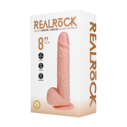 Vibrerende en Duwende Rechte Penis met Ballen - 8 / 20,5 cm - Vlees - Afbeelding 2