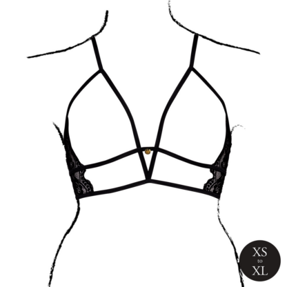Triangel bh met open cups, kant en verstelbare bandjes - Zwart - Afbeelding 5