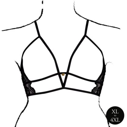 Triangel bh met open cups, kant en verstelbare bandjes - Zwart - Afbeelding 5