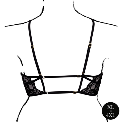 Triangel bh met open cups, kant en verstelbare bandjes - Zwart - Afbeelding 6