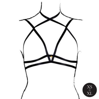 Triangel bh met open cups, nekband en verstelbare bandjes - Zwart - Afbeelding 5