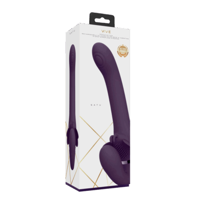 Satu - Pulse-Wave en Vibrerende Strapless Strapon - Paars - Afbeelding 2