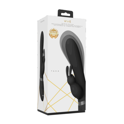 Taka - Opblaasbare en Vibrerende Konijnen Vibrator - Zwart - Afbeelding 2