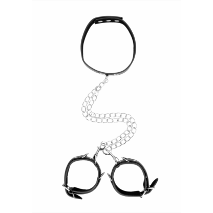 Gebonden Leren Halsband met Handboeien - Afbeelding 5