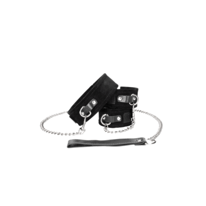 Klittenbandhalsband met Leash en Handboeien - Afbeelding 5