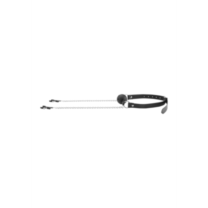Ademend Ball Gag met Tepelklemmen - Afbeelding 5
