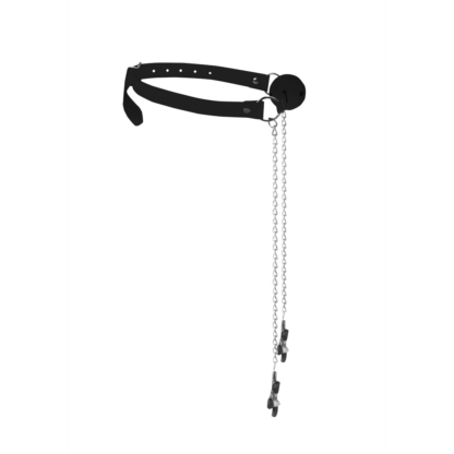 Ademend Ball Gag met Tepelklemmen - Afbeelding 6