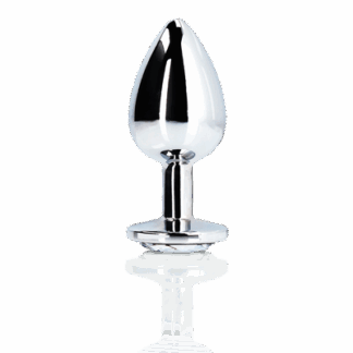 Ronde Edelsteen Anale Plug - Klein - Zilver/Diamant