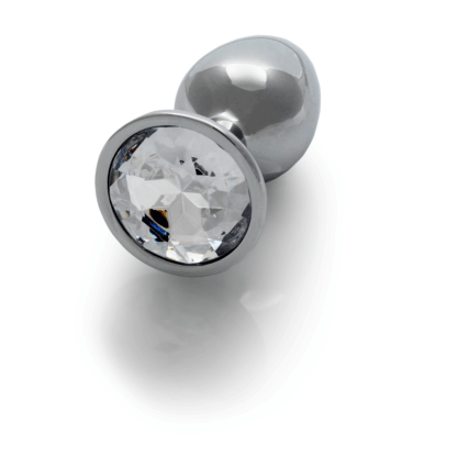 Ronde Edelsteen Anale Plug - Klein - Zilver/Diamant - Afbeelding 6