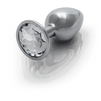 Ronde Edelsteen Anale Plug - Klein - Zilver/Diamant - Afbeelding 7