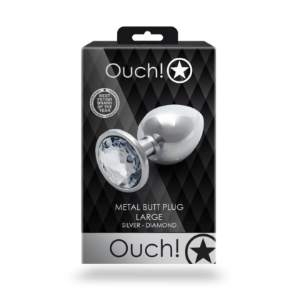 Ronde Edelsteen Butt Plug - Groot - Zilver/Diamant - Afbeelding 3
