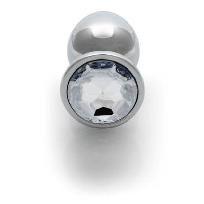 Ronde Edelsteen Butt Plug - Groot - Zilver/Diamant - Afbeelding 5