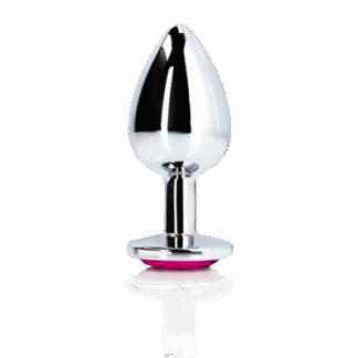 Heart Gem Butt Plug - Medium - Zilver/Rubellite Roze