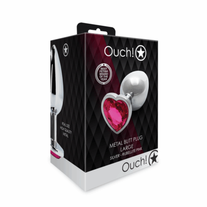 Hartje Gem Buttplug - Groot - Zilver/Rubellite Roze - Afbeelding 2