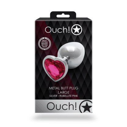Hartje Gem Buttplug - Groot - Zilver/Rubellite Roze - Afbeelding 3
