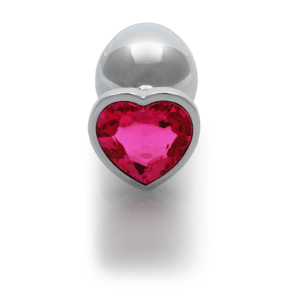 Hartje Gem Buttplug - Groot - Zilver/Rubellite Roze - Afbeelding 5