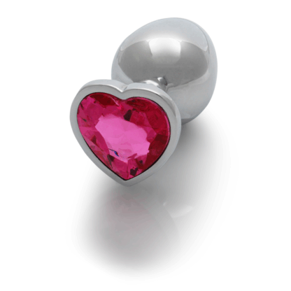 Hartje Gem Buttplug - Groot - Zilver/Rubellite Roze - Afbeelding 6