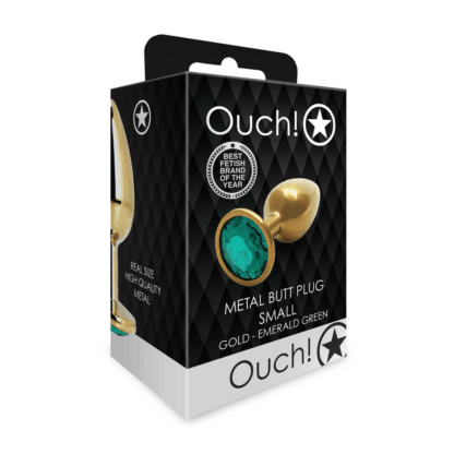 Ronde Edelsteen Butt Plug - Klein - Goud/Emerald Groen - Afbeelding 2