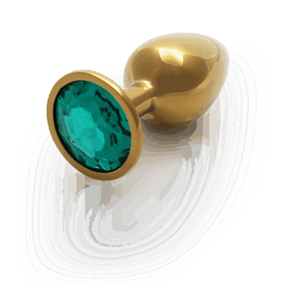 Ronde Edelsteen Butt Plug - Klein - Goud/Emerald Groen - Afbeelding 7